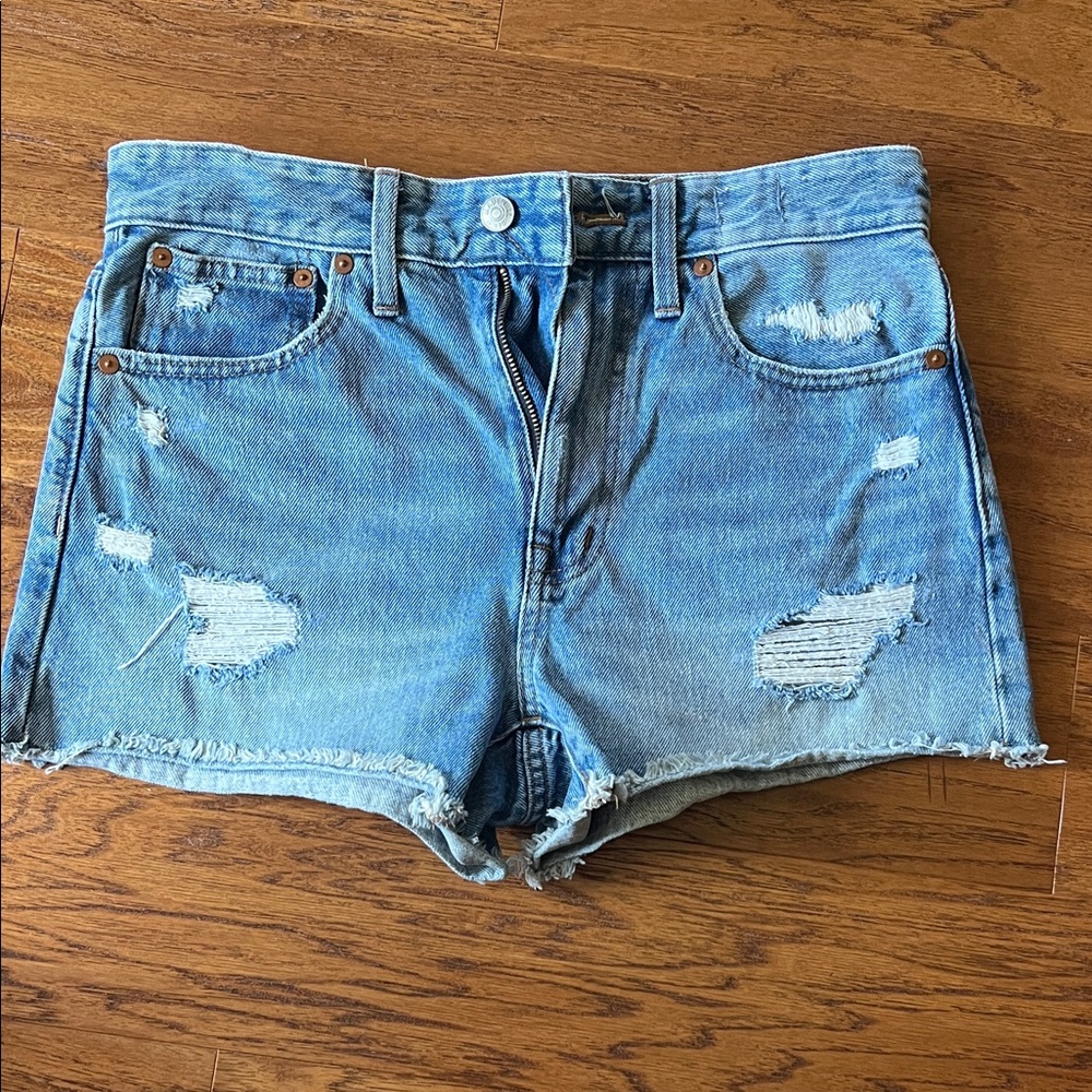 Madewell Light Blue Distressed Jean Shorts